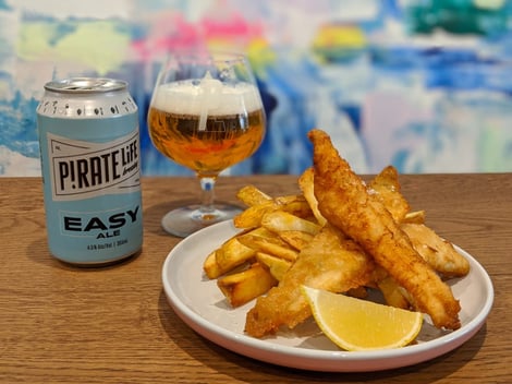 Easy Ale beer battered fish and chips
